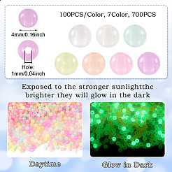 700шт 7 цвета светящиеся акриловые бусины&nbsp;OACR-TA0003-24