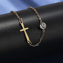 201 браслет-цепочка из нержавеющей стали BJEW-H205-01E-G