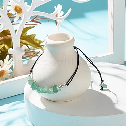 Плетеный браслет из бусин из натуральной зеленой авантюриновой крошки&nbsp;BJEW-JB08019-04