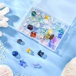 48шт 6 стиля прозрачные стеклянные бусины&nbsp;GLAA-FP0001-17