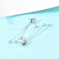 Серьги-гвоздики с кисточками из нержавеющей стали 304 в форме бабочки&nbsp;EJEW-H175-05P