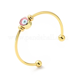 Лэмпворк злой глаз открытый браслет-манжета из бисера&nbsp;BJEW-F434-07