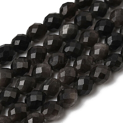 Натуральный серебристый блеск нитей обсидиана&nbsp;G-K376-F12-01