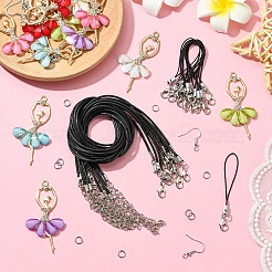 Наборы для самостоятельного изготовления подвесных сережек/ожерелья в виде девушки-балерины из сплава&nbsp;DIY-YW0012-23