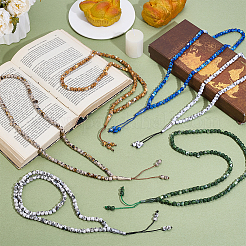 6шт 6 цвета мусульманские акриловые круглые четки браслеты&nbsp;BJEW-PH0004-55