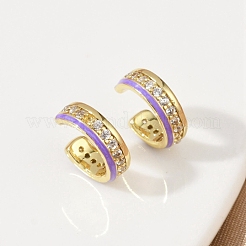 C-образные латунные серьги-каффы с микропаве из кубического циркония&nbsp;EJEW-M082-01G