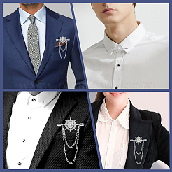 2 шт. брошь-цепочка в виде шлема из цинкового сплава с хрустальными стразами&nbsp;FIND-GF0006-83P