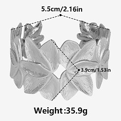 Элегантные цветочные браслеты-манжеты из нержавеющей стали 304 для женщин&nbsp;NF5675-1