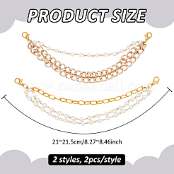 4 шт. 2 стиля пластиковые жемчужные и железные цепочки-скрепки цепи для ремней для ботинок&nbsp;HJEW-PH02102-01