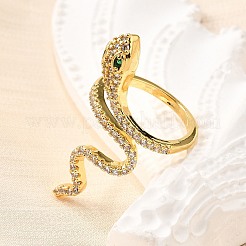 Латунные микро проложить манжеты кольца кубического циркония&nbsp;RJEW-D308-03G-B