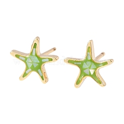 Серьги-гвоздики с морскими звездами из латуни и эмали&nbsp;EJEW-I322-02G