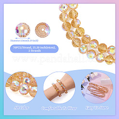 2 нить прозрачных гальванических стеклянных бусин&nbsp;EGLA-TA0001-77