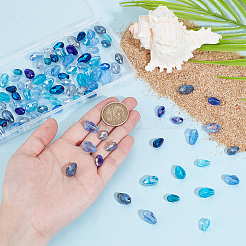 4 пакетик 2 видов прозрачных стеклянных бусин сегментированные разноцветные бусины&nbsp;GLAA-PH0003-25B