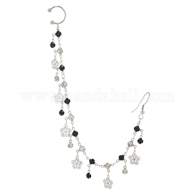 Кольца для носа с клипсами из сплава горного хрусталя и цепочкой с цветочными кисточками для подвешивания серег&nbsp;FS-WGE642A-01-1