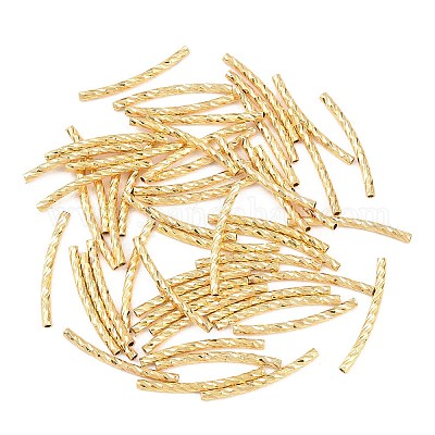 Латунные текстурированные изогнутые трубчатые бусины&nbsp;KK-H250-01B-G-1