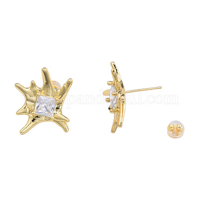 Серьги-гвоздики с кубическим цирконием EJEW-N011-73-1