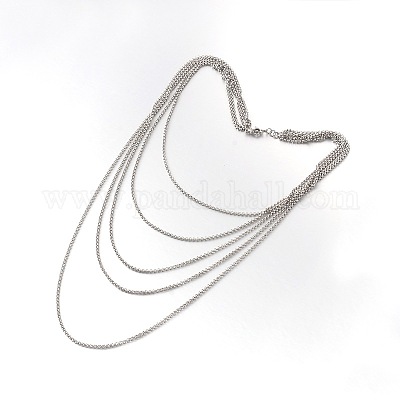 Многоярусные ожерелья из нержавеющей стали 304 NJEW-JN01356-1