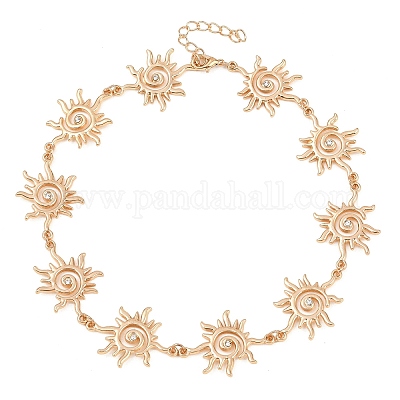 Женские ожерелья-цепочки с кристаллами из сплава и стразами в форме солнца&nbsp;LS-NJEW-P345-01G-1