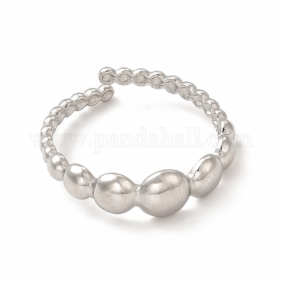 Не тускнеющее плоское круглое открытое кольцо-манжета из нержавеющей стали 304 для женщин RJEW-B027-10P-1