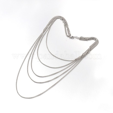 Многоярусные ожерелья из нержавеющей стали 304 NJEW-JN01356-1