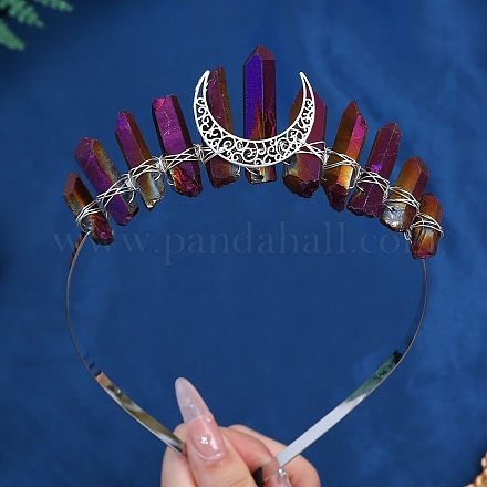 Обручи для волос из кварцевого кристалла с гальваническим покрытием&nbsp;PW-WGA9730-16-1