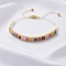 Romanesque Style Brass Enamel Beads Braided Bead Bracelets, Adjusable Nylon Cord Bracelets for Women, Rectangle, Colorful, Inner Diameter: 1/4 inch(0.6cm)~1/4 inch(0.7cm)