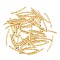 Brass Texture Curved Tube Beads, Real 18K Gold Plated, 19.5x1.5mm, Hole: 0.9mm