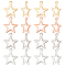80Pcs 4 Colors 304 Stainless Steel Pendants, Cut-Out, Star, Hollow, Mixed Color, 15x13x0.8mm, Hole: 1.4mm, 20pcs/color