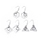 Non-Tarnish Stainless Steel Dangle Earrings, Cabochon Settings, Mixed Shapes, Stainless Steel Color, 42~50mm, 21 Gauge, Pin: 0.7mm, Tray: 8mm