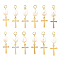 12Pcs Natural Cultured Freshwater Pearl & 201 Stainless Steel Pendants, with 304 Stainless Steel Jump Rings, Cross, Golden, 31mm