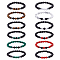 4 Sets 4 Style Natural & Synthetic Mixed Gemstone & Glass Round Beaded Stretch Bracelets Set for Wonen Men, 2-1/4 inch(5.7cm), 1 Set/style, 3Pcs/set
