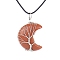 Synthetic Goldstone Crescent Moon Pendant Necklaces, with Copper Wire, 18.90 inch(48cm)