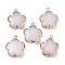 Natural White Jade Pendants, Flower Charms with Brass Findings, Golden, 23~24x21x6mm, Hole: 1.8mm