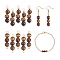 10Pcs Triple Natural Tiger Eye Round Beaded Connector Charms, with Golden 304 Stainless Steel Ball Head Pins & Iron Eye Pin & Brass Beads, 30.2~30.3x8mm, Hole: 2mm