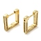 Rack Plating Brass Micro Pave Cubic Zirconia Hoop Earring,  Long-Lasting Plated, Cadmium Free & Lead Free, Rectangle, Real 18K Gold Plated, 15x15.5mm