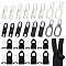 Alloy & Rubber Zipper Sliders Sets, Mixed Color, 36.5x11x4.5mm, Hole: 11x7.5mm