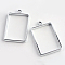 Rack Plating Alloy Rectangle Open Back Bezel Pendants, For DIY UV Resin, Epoxy Resin, Pressed Flower Jewelry, Lead Free & Nickel Free, Platinum, 33.5x21x3.5mm, Hole: 3mm