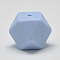 Food Grade Eco-Friendly Silicone Focal Beads, Faceted Cube, Light Blue, 17x17x17mm, Hole: 2mm