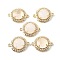 Natural Quartz Crystal Rock Crystal Faceted Connector Charms, Brass Micro Pave Clear Cubic Zirconia Flat Round Gems Links, Golden, Rack Plating, 21x16x7mm, Hole: 1.6mm