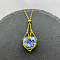 Natural Blue Spot Jasper Nuggets Macrame Pouch Pendant 201 Stainless Steel Chain Necklaces, Real 18K Gold Plated, 23.62 inch(60cm)