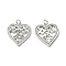 Brass Micro Pave Cubic Zirconia Pendants, Cadmium Free & Nickel Free & Lead Free, with Jump Ring, Heart with Bird Lover Charms, Platinum, 19x18.5x2.5mm, Hole: 3.5mm
