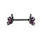 Brass Enamel with Crystal Rhinestone Purple Butterlfy Barbell Nipple Rings, with 316L Stainless Steel Pins, Black, 33mm