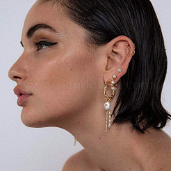 Серьги-гвоздики с кисточками из сплава горного хрусталя&nbsp;FS-WG9547A-01