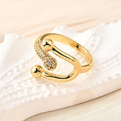 Латунные микро проложить манжеты кольца кубического циркония&nbsp;LS-RJEW-D308-03G-D