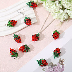 10 шт. подвески из стеклянных семян клубники&nbsp;GLAA-CA0001-62