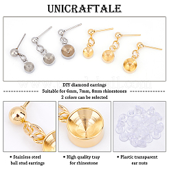 24 шт. 3 стиля сережек-гвоздиков из нержавеющей стали 304&nbsp;STAS-UN0027-41