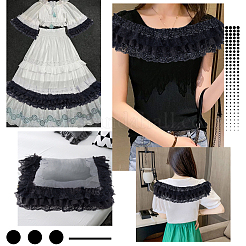 2 ярд двухслойной плиссированной шифоновой кружевной отделки&nbsp;OCOR-GF0003-32