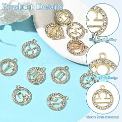 12 шт. 12 стиля подвески из цинкового сплава со стразами&nbsp;FIND-YW0010-43