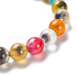 Эластичные браслеты унисекс с натуральным сахарным сердечком и агатом с бусинами&nbsp;LS-BJEW-K097-01A-06