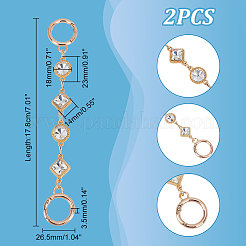 Удлинительные цепочки для сумок с ромбами и плоскими круглыми стразами aolly pave&nbsp;FIND-WH0152-600G